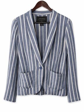 Sanctuary Blue White Striped Knit Blazer Jacket Size Medium